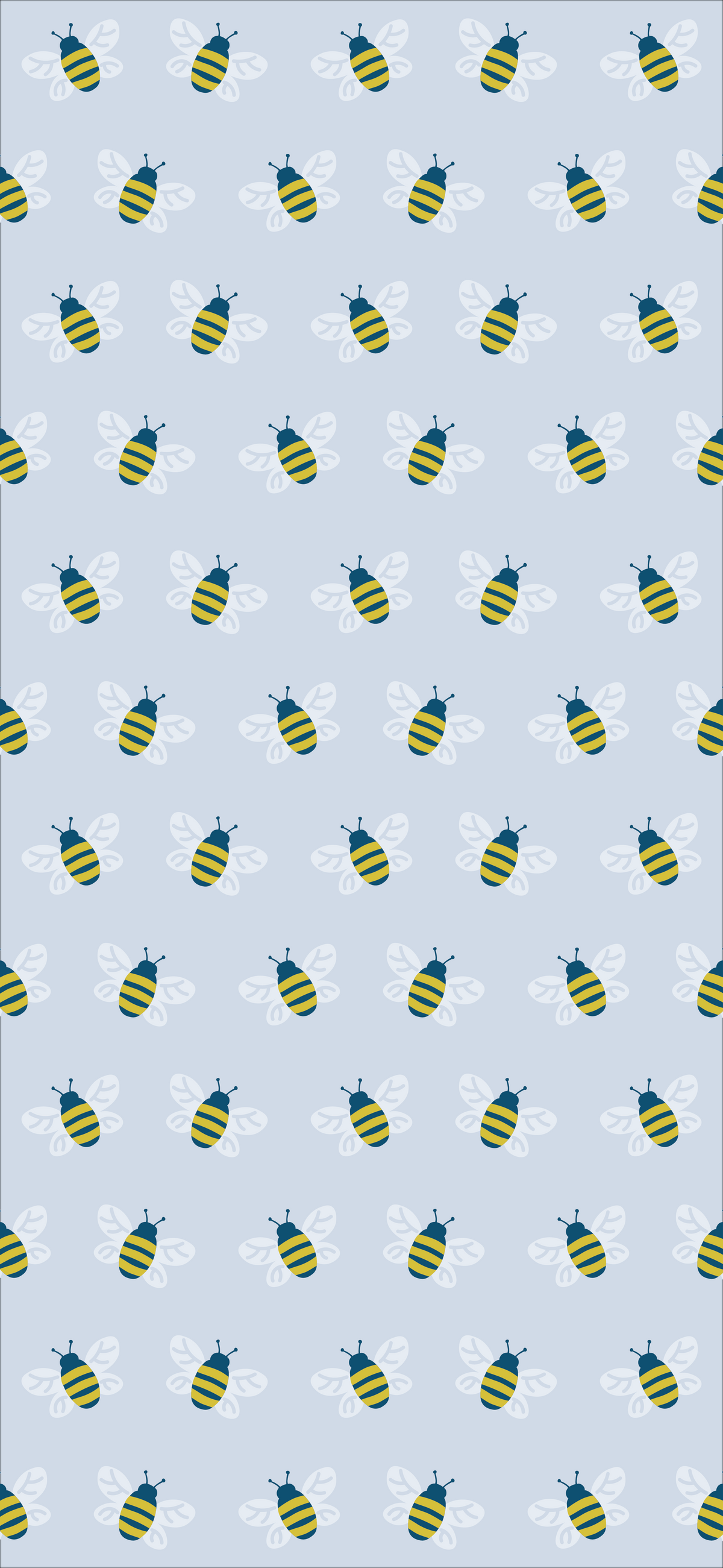 Phone wallpaper graphic illustrations of bees on a pale blue background.
